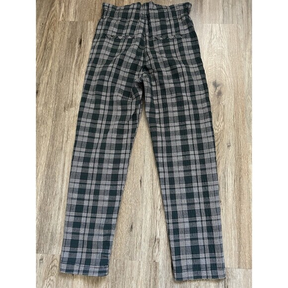 Free People Potato Sack High Rise Loose Fit Green Plaid Pant Size 0 - Picture 3 of 8